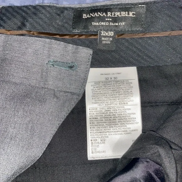 Banana Republic Dress Pants Mens 32x30 Tailored Slim Fit Grey - Picture 3 of 4